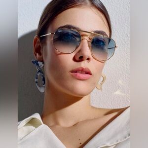 Blue Lens Rayban  Sunglasses Marshall Aviator Hexagon Unisex 001/3F 54-21-145